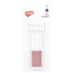 נרות לבנים ארוכים עם גליטר 12יח - ורוד